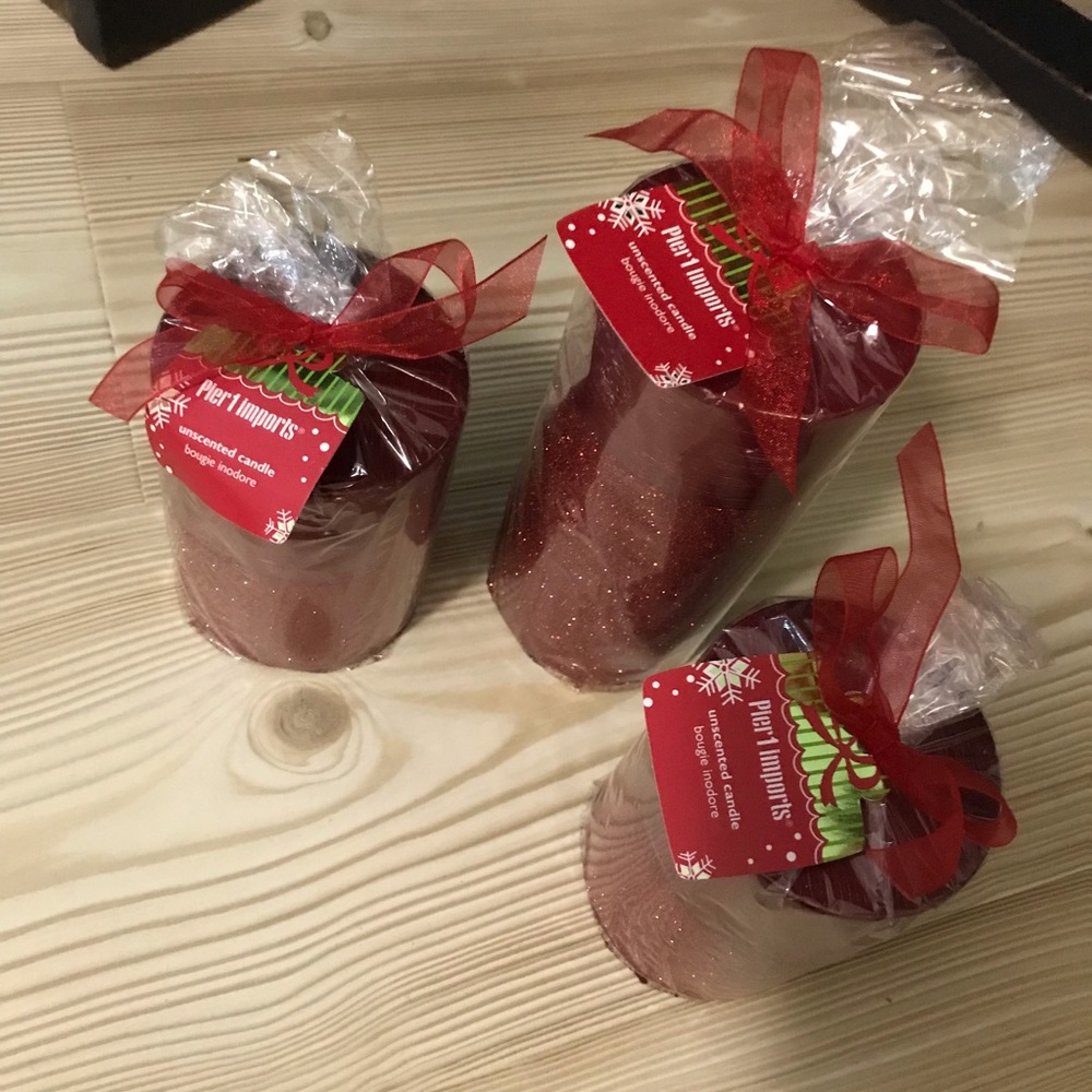 Pier 1 Red Glitter Candles